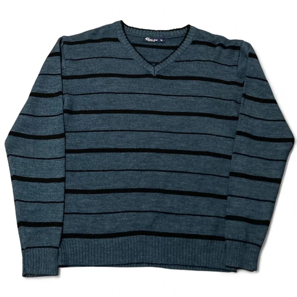 Bleu‎ ice v-neck sweater blue black cotton acrylic size XL/22